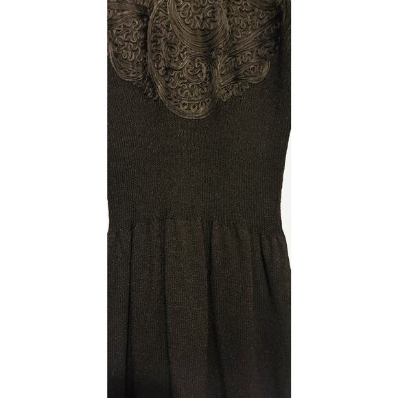 Vtg Saks Fifth Ave Sz 4 1960's Blk Boucle Lace ovrly Embrd STUNNER Sweater Dress - Picture 5 of 16